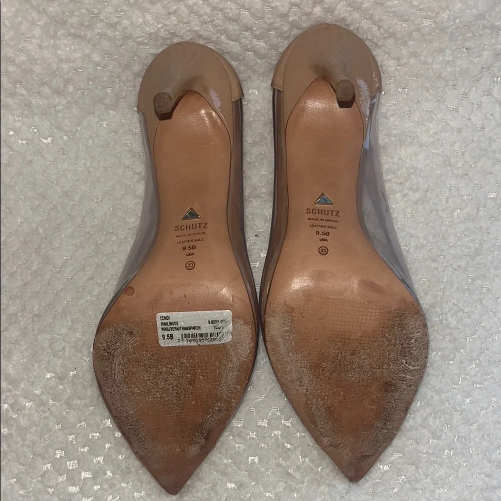 SCHUTZ Heels Tan and Clear High Heels Size 9.5 - Picture 5 of 7